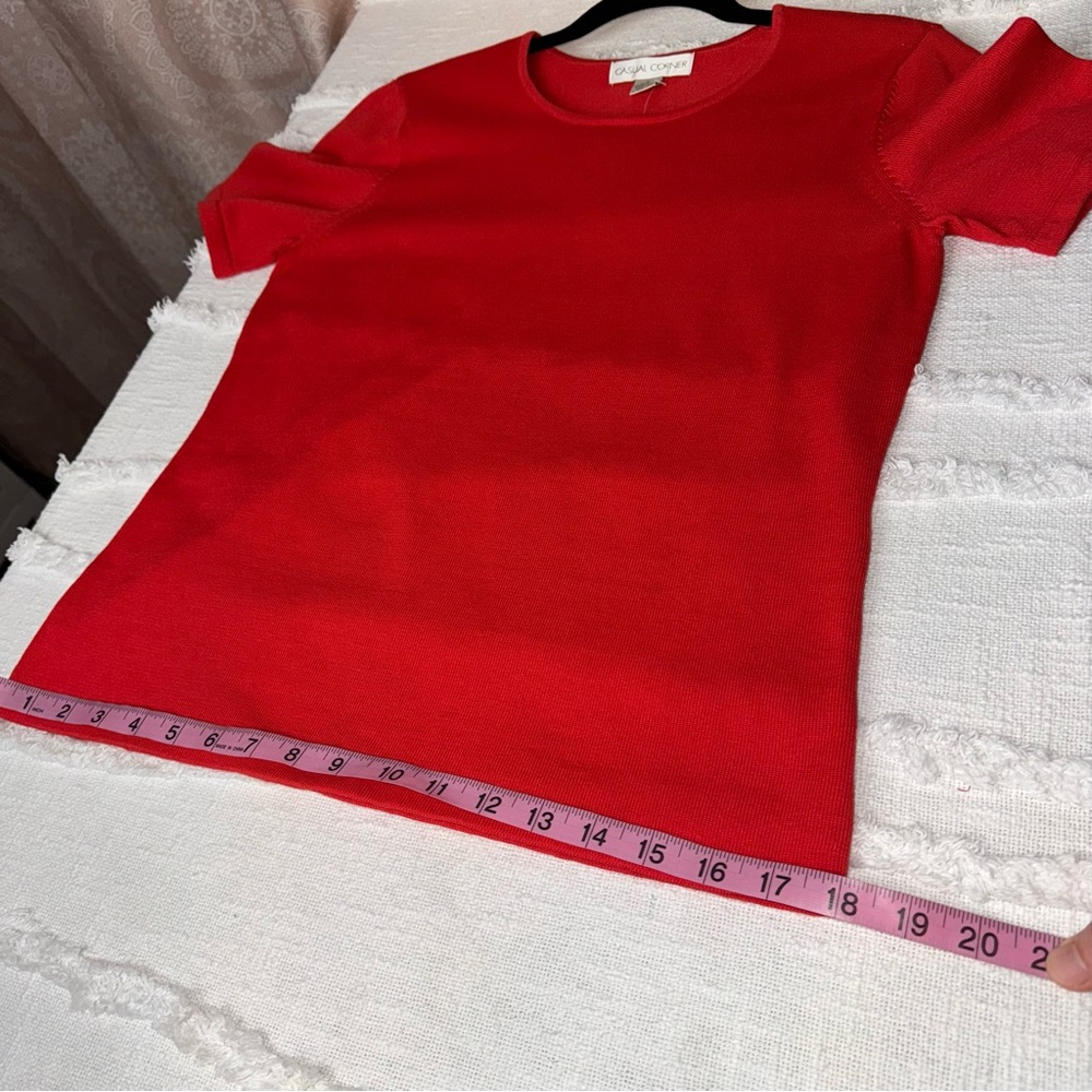 Casual Corner Vibrant Red Short Sleeve Tee - Picture 6 of 8